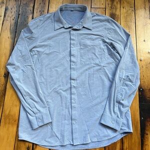 Lululemon Commission Men’s L - XL Button Down Long Sleeve Shirt Blue Stretch